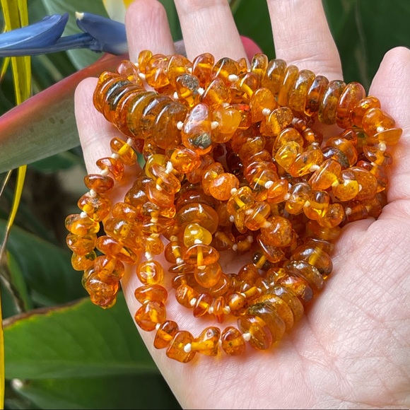 Genuine natural unheated Baltic honey amber long heavy necklace - Picture 3 of 13